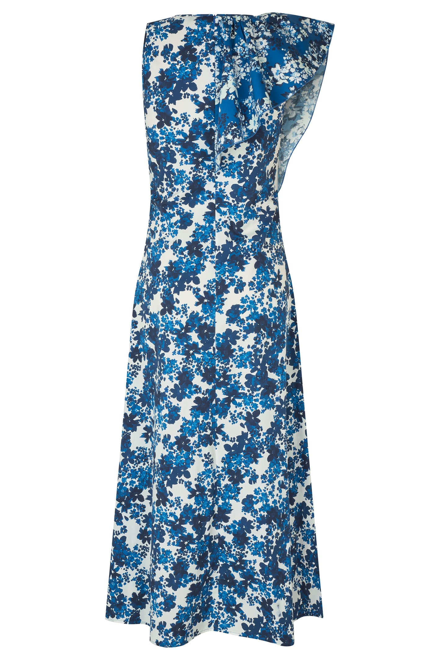 Dea Kudibal Theadea 0150125 Blue Floret Mix Print Ruffle Shoulder Dress