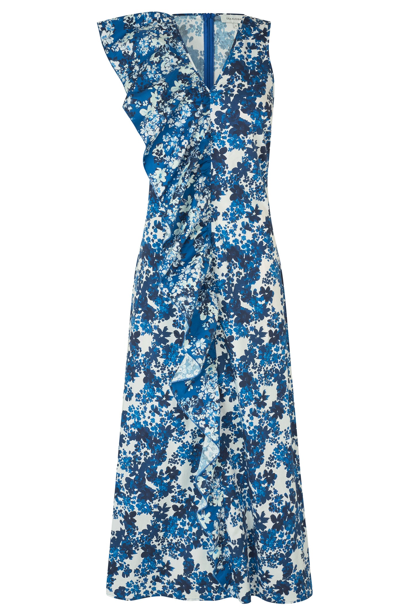 Dea Kudibal Theadea 0150125 Blue Floret Mix Print Ruffle Shoulder Dress