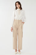 Dea Kudibal TrinaDEA 1940124 Natural White Linen Blouse, full length styled view