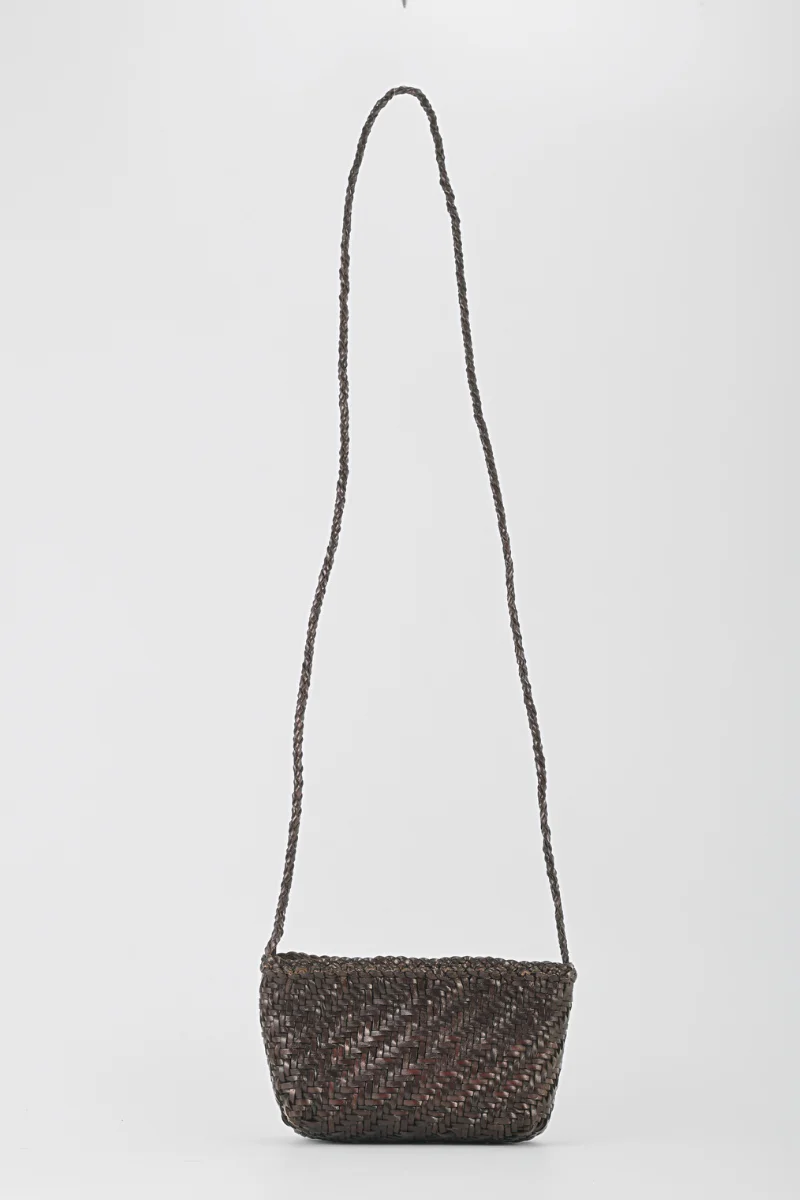 Ellyla Sia Espresso Woven Leather Crossbody Bag