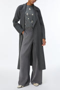 IBLUES IBLABILE Dark Grey Wool Coat, front view worn open