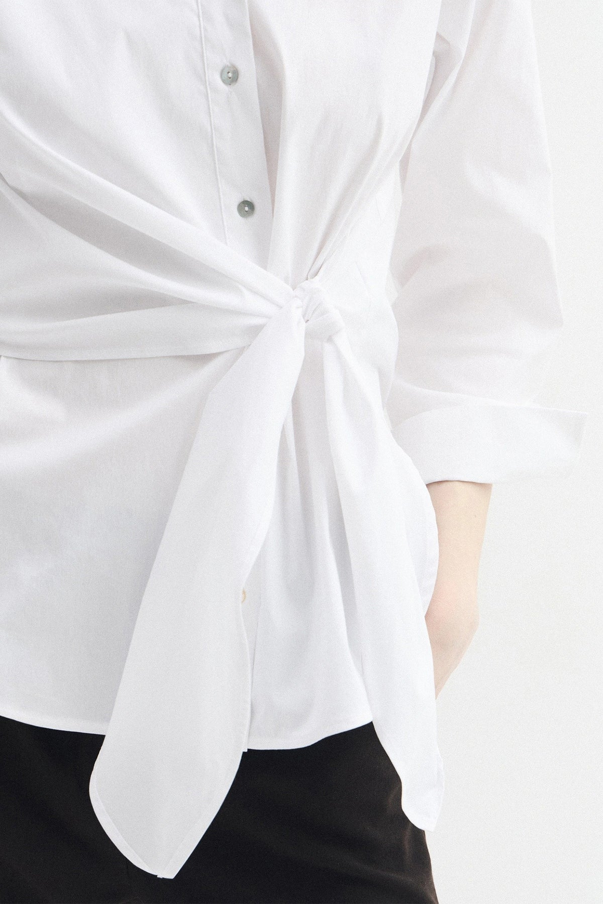 iBlues Iblcambra 26171111922 White Tie waist Shirt, tie waist knot detail