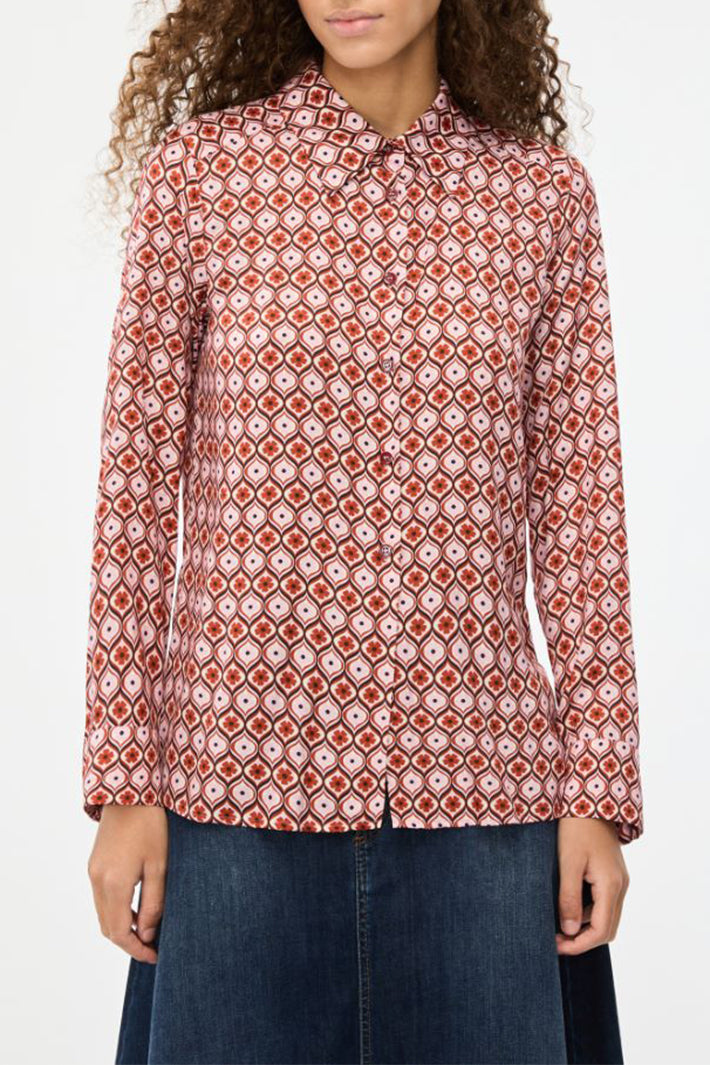 iBlues Ibleditto 26171112612 Multi Patterned Red/Pink Blouse, front view