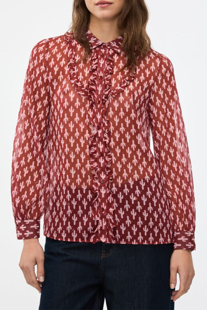 iBlues Ibllalarico 26171113112 Patterned Red Blouse, front view