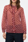 iBlues Ibllalarico 26171113112 Patterned Red Blouse, front view