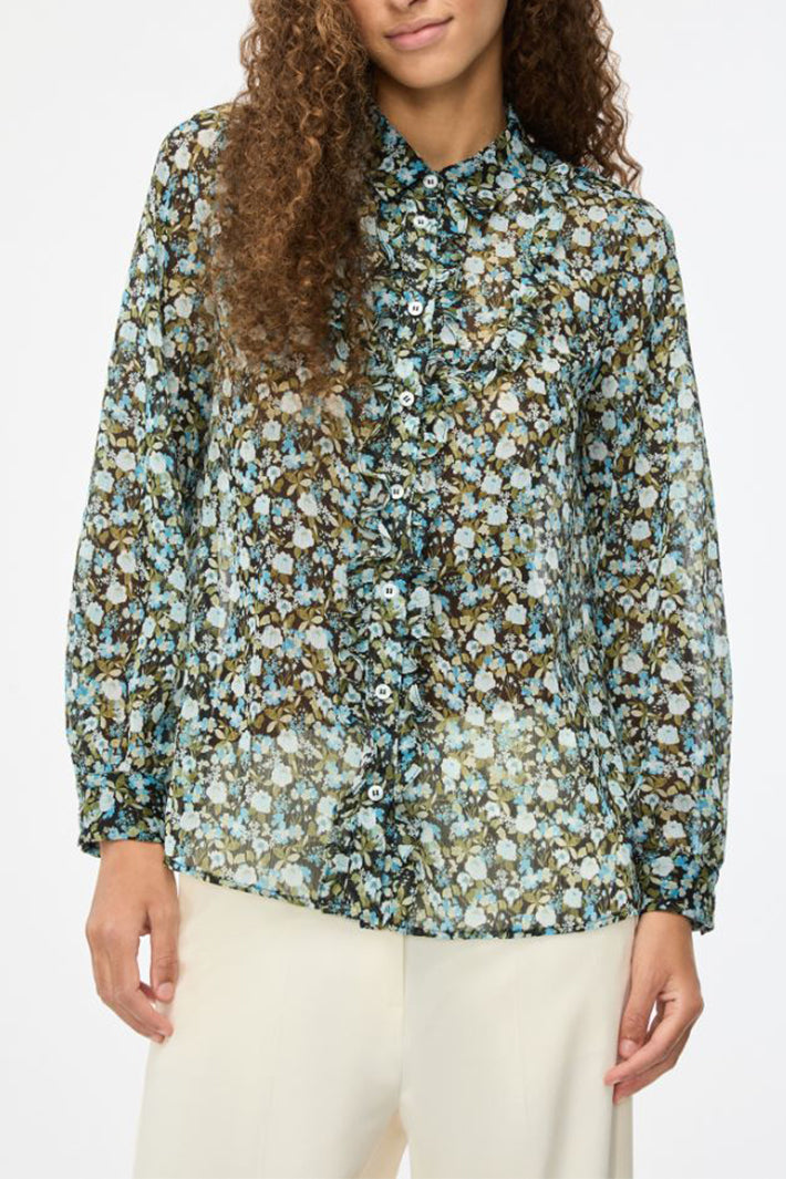 iBlues Ibllalarico 26171113112 Multi Floral Blouse Blue, front view