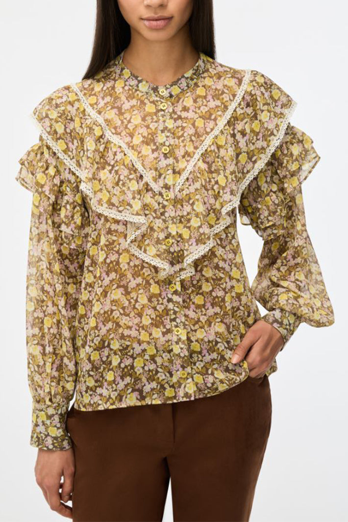 iBlues Iblmitico 26171110612 Multi Floral Blouse Green/Pink, front view