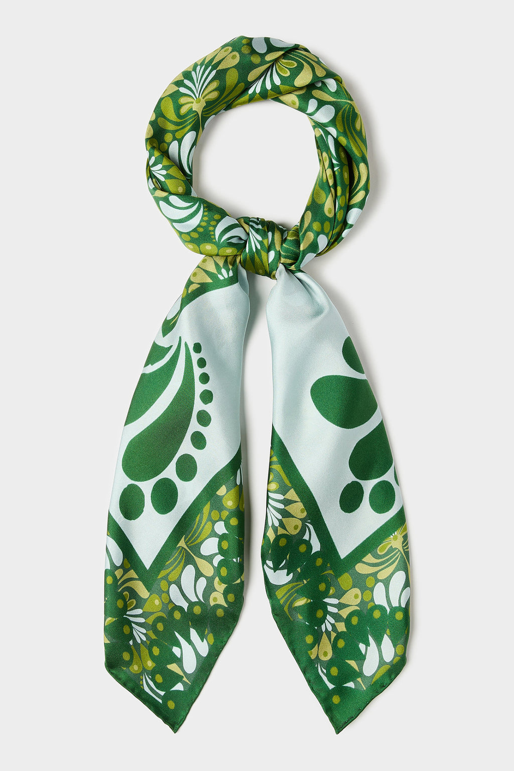 IBLUES IBLPALO Silk Scarf Green Pattern, packshot knotted