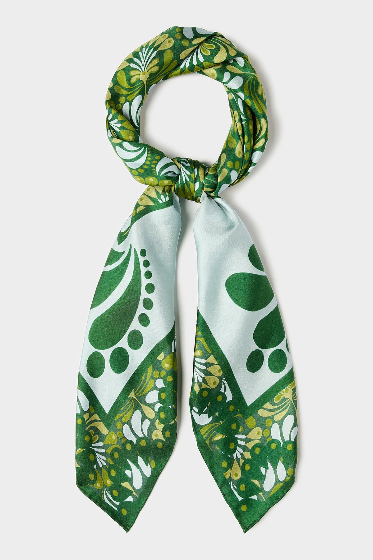 IBLUES IBLPALO Silk Scarf Green Pattern, packshot knotted