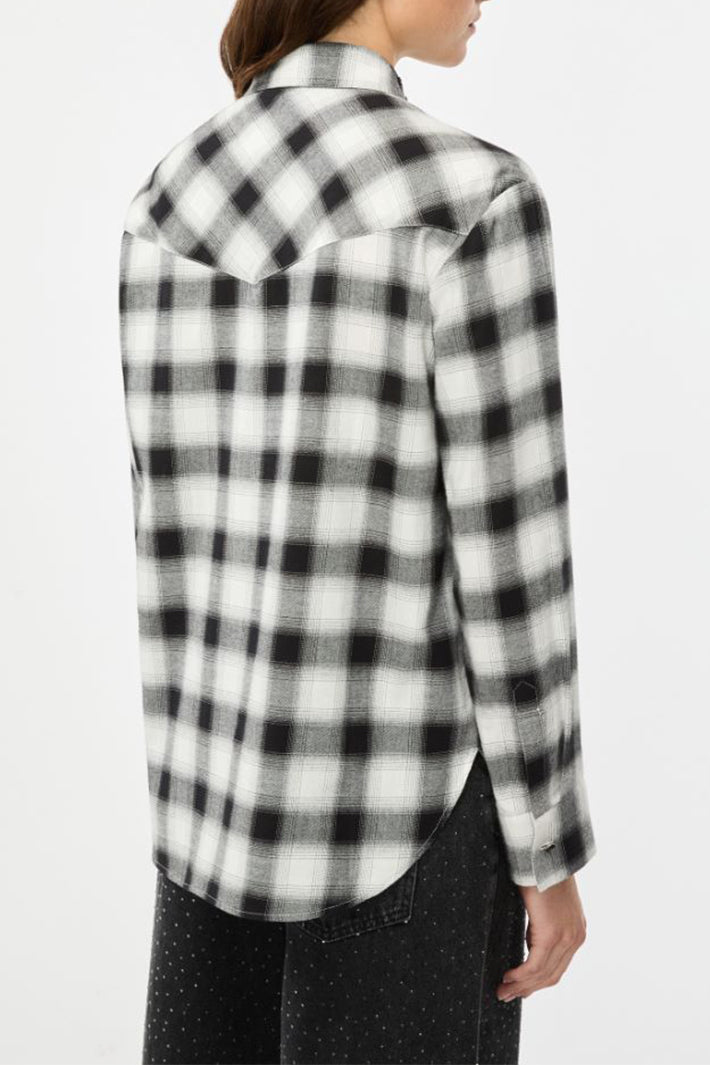 iBlues Iblveletta 26171110312 Diamante Embellished Black/White Check Shirt, back view