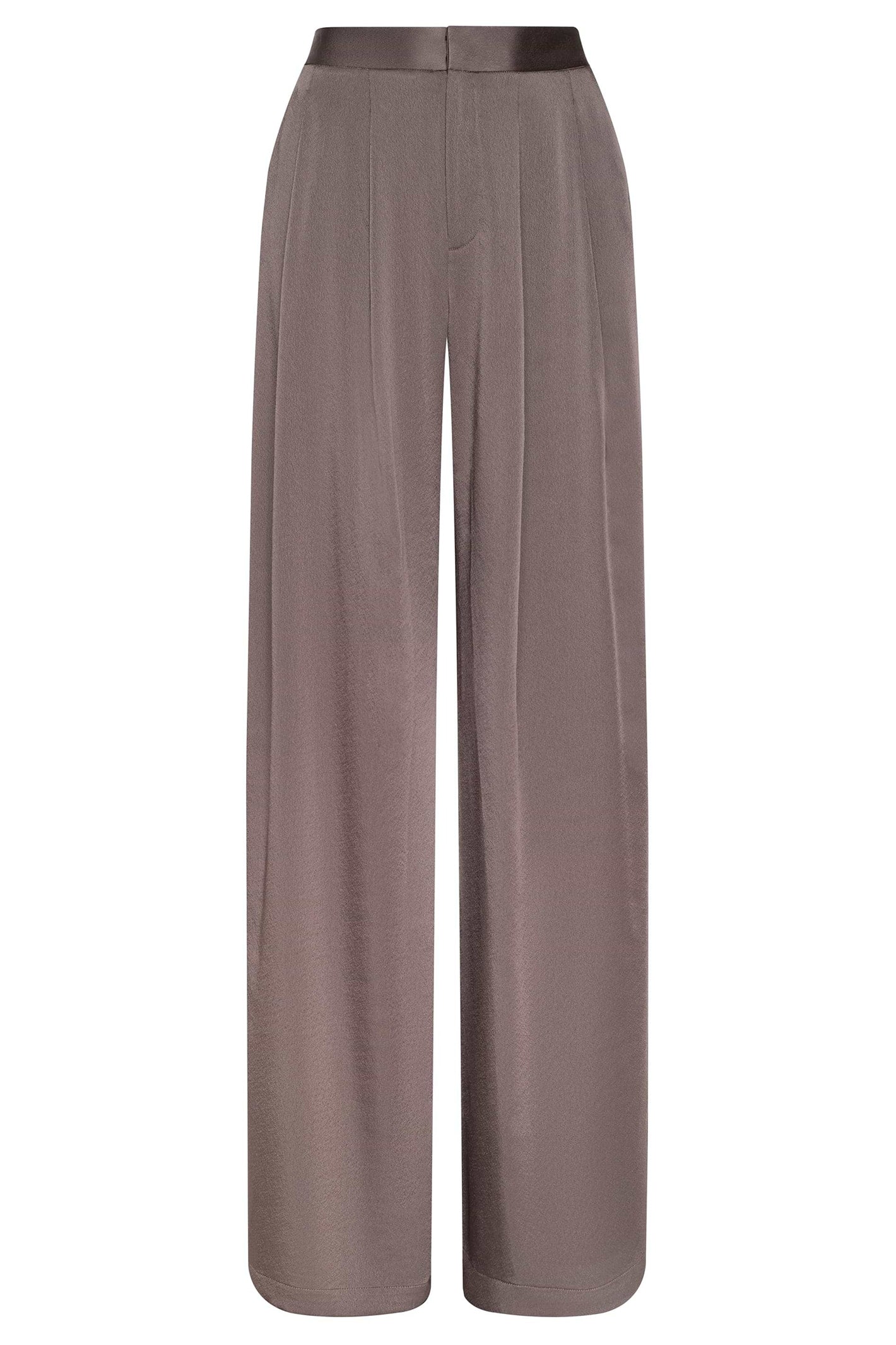 L'Agence Aubrie 2914CES Cardamom Brown Satin Wide Leg Trouser 0110 CRDS