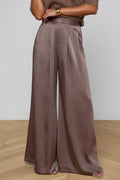 L'Agence Aubrie 2914CES Cardamom Brown Satin Wide Leg Trouser 0110 CRDS