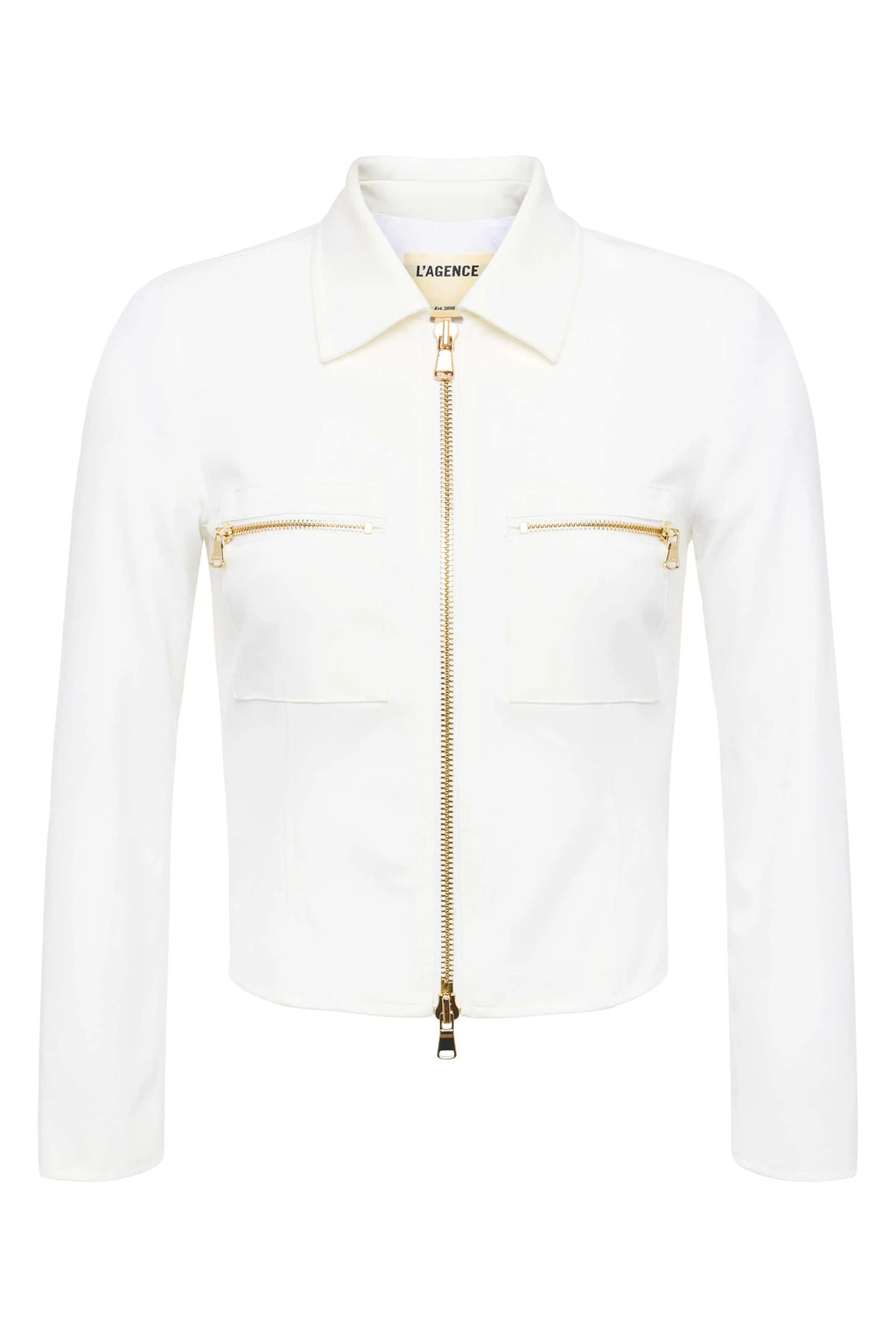 L'Agence Calianna White Zip Front Shirt Jacket 1918NGX