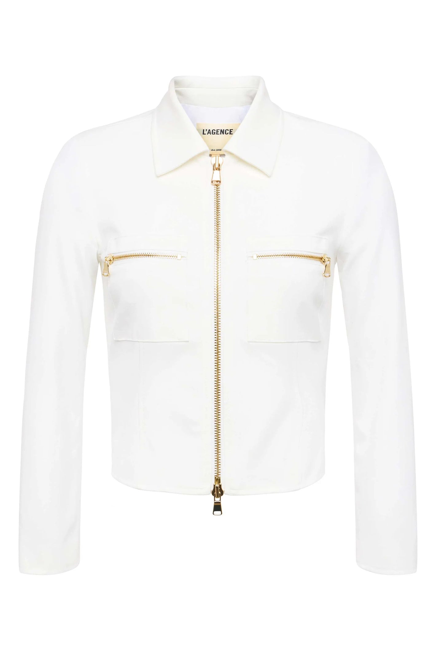 L'Agence Calianna White Zip Front Shirt Jacket 1918NGX