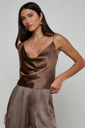 L'Agence Calista 40657CLW Cardamom  Brown Cowl Neck Silk Camisole 0120 CRDS