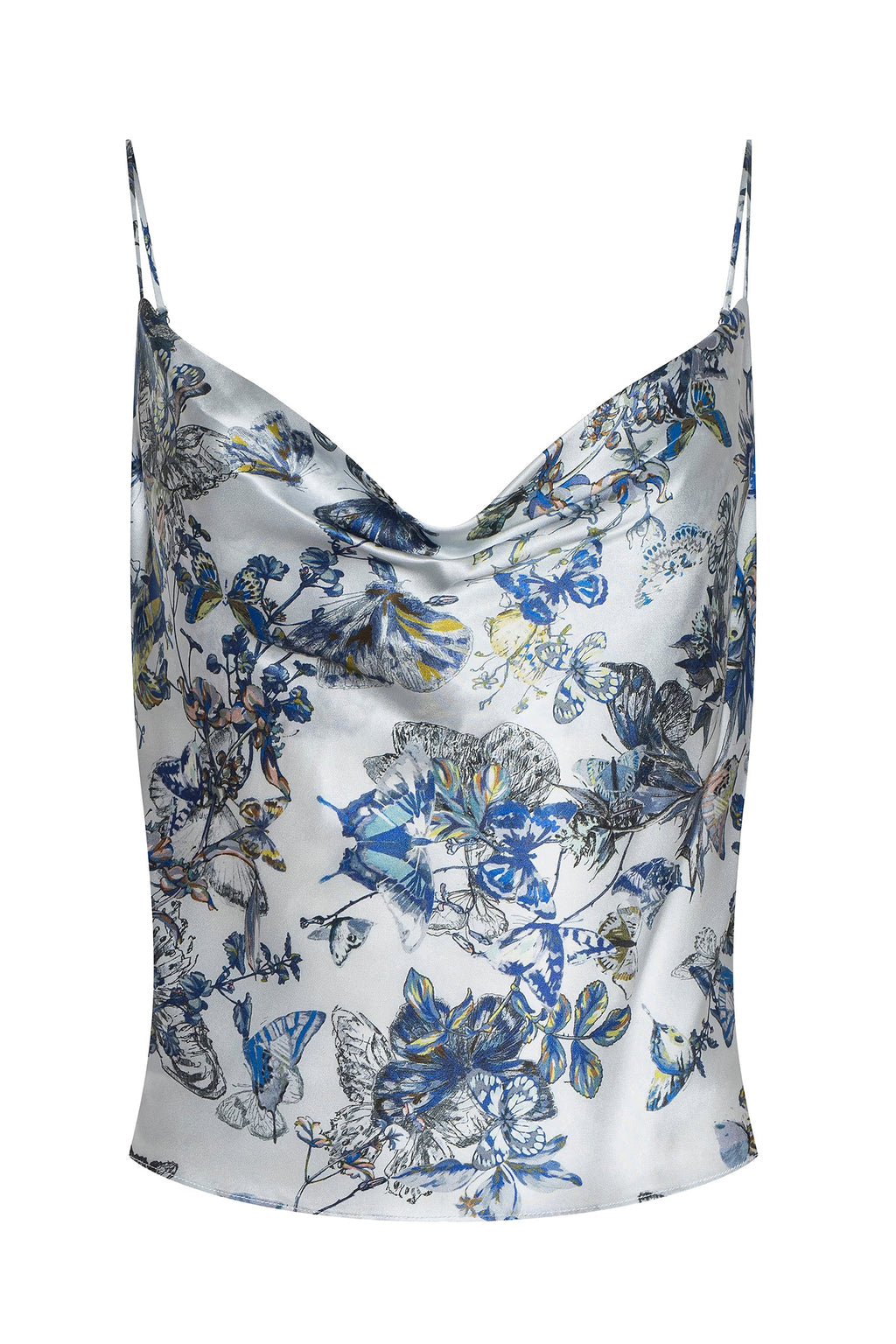 L'Agence Calista Silk Camisole Grey Watercolour Cowl Neck 0110 40657GNW GMWB