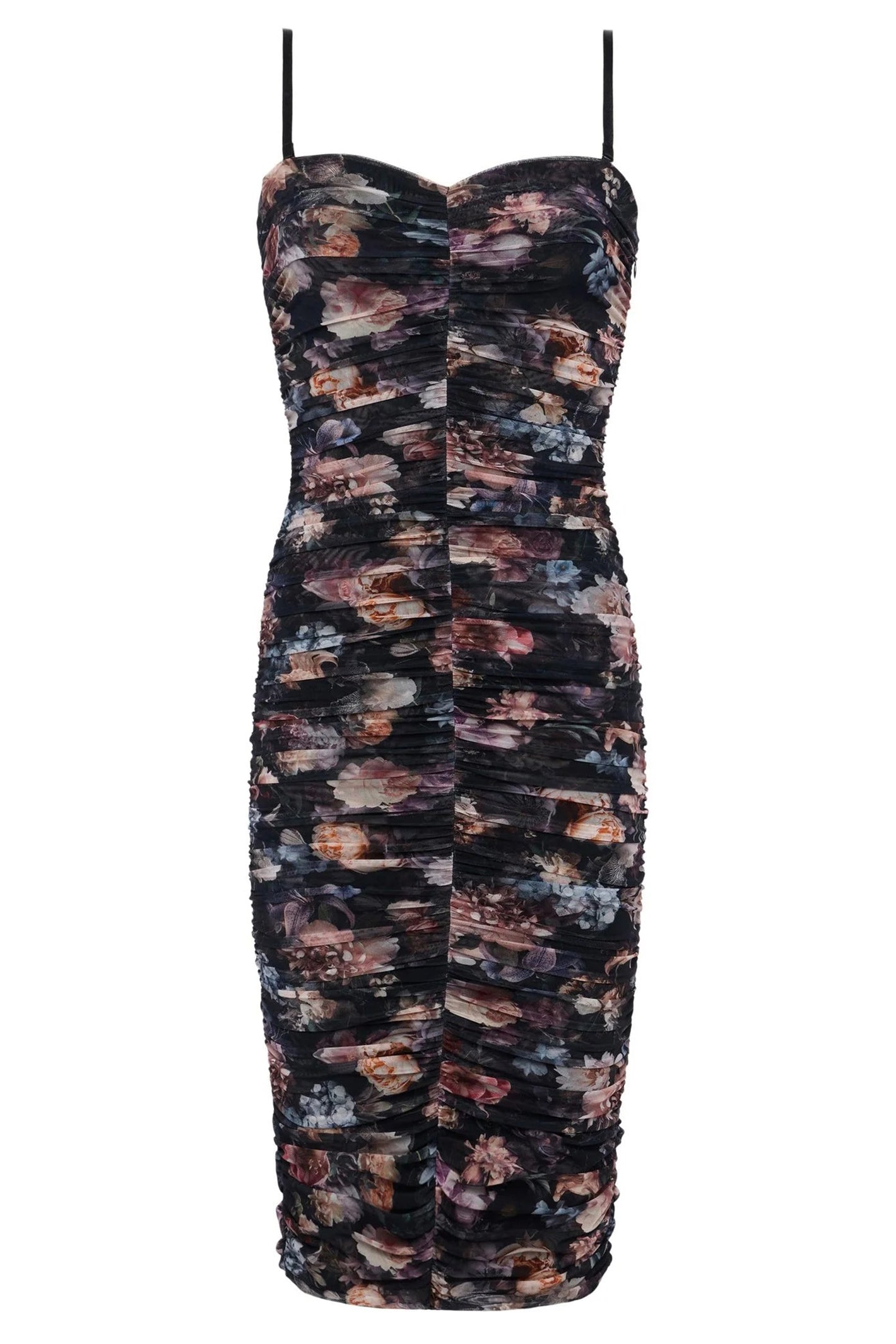 L'Agence Caprice Black Multi Floral Print Strapless Midi Dress 61288WHP