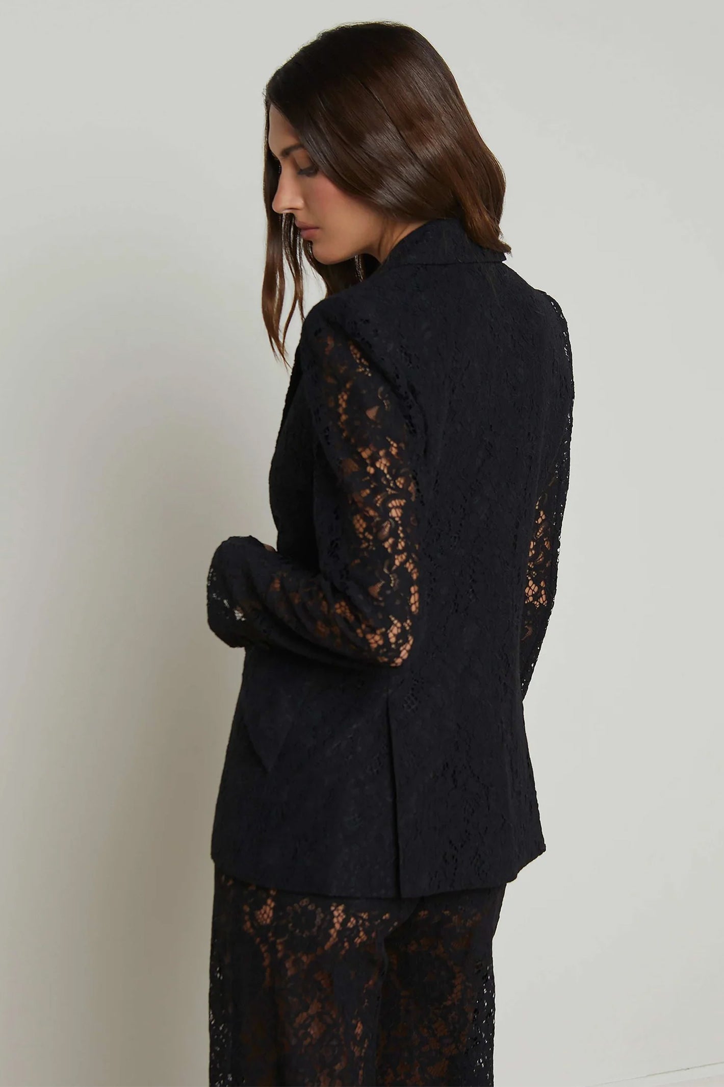 L'Agence Chamberlain Black Lace Blazer Jacket 1377ACK-BLAC
