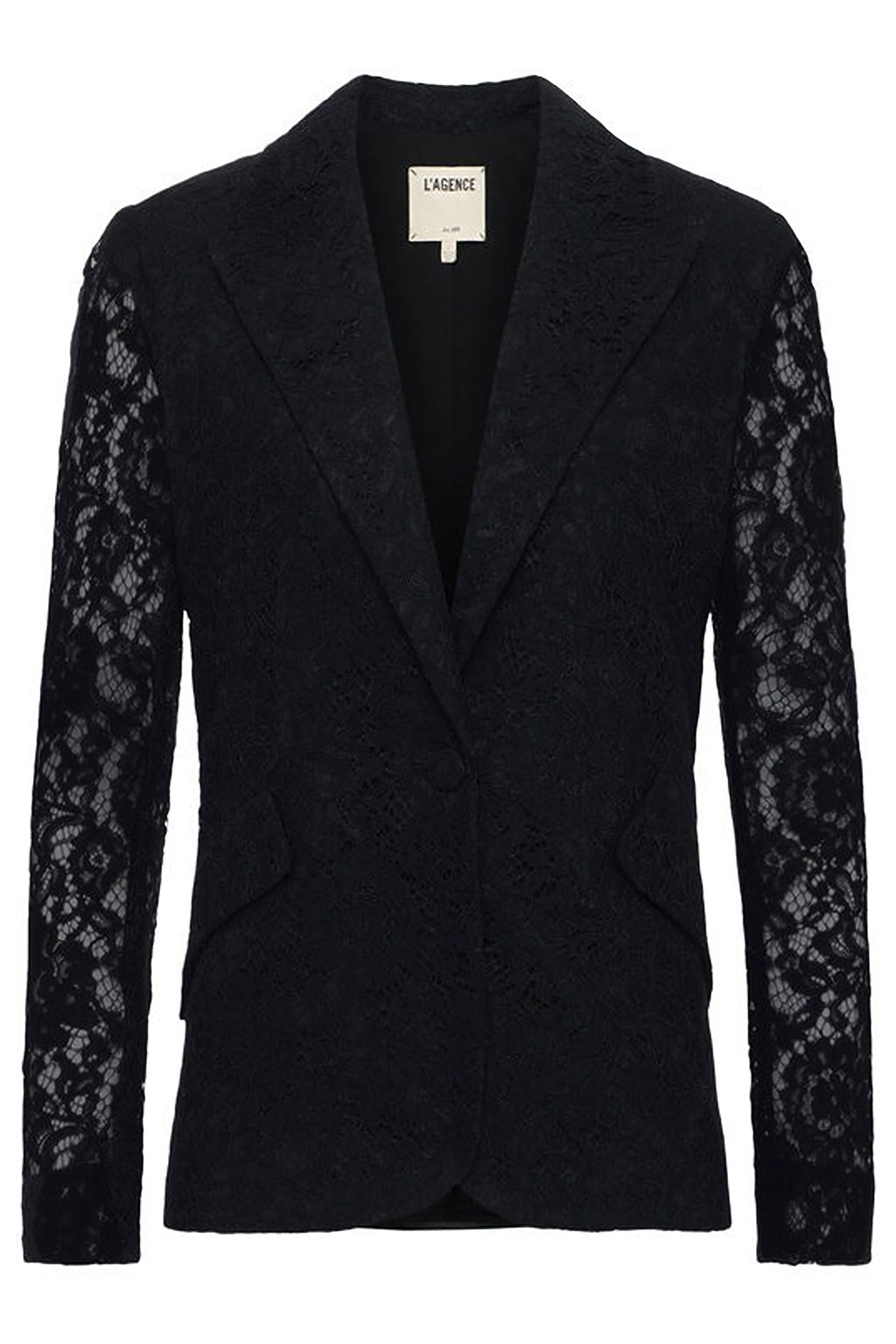 L'Agence Chamberlain Black Lace Blazer Jacket 1377ACK-BLAC