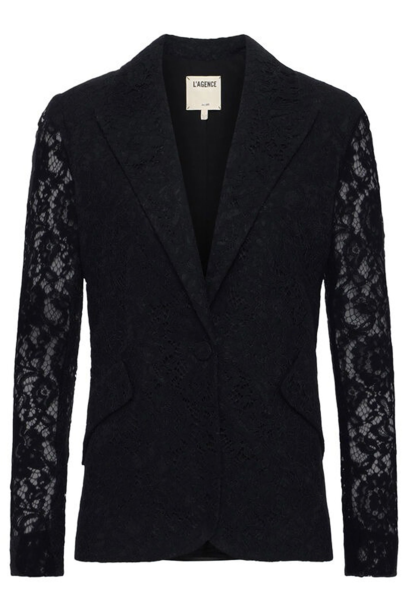 L'Agence Chamberlain Black Lace Blazer Jacket 1377ACK-BLAC