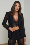 L'Agence Chamberlain Black Lace Blazer Jacket 1377ACK-BLAC