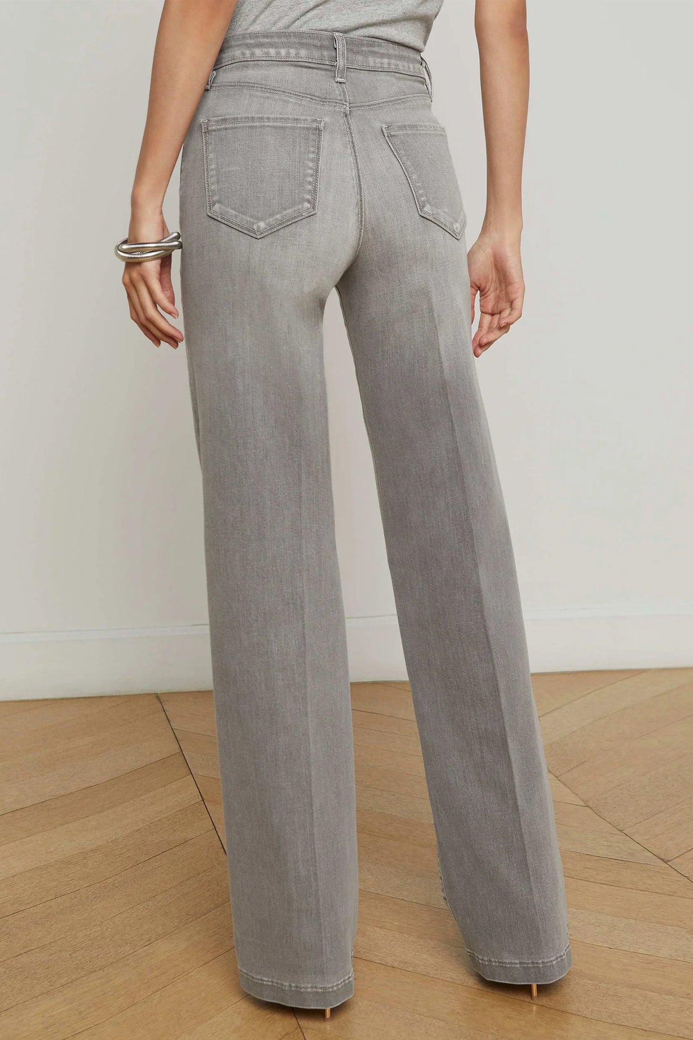 L'Agence Clayton Barron Grey Wide Leg Jeans 2790BLB-BARN