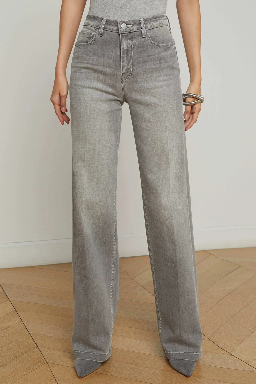L'Agence Clayton Barron Grey Wide Leg Jeans 2790BLB-BARN