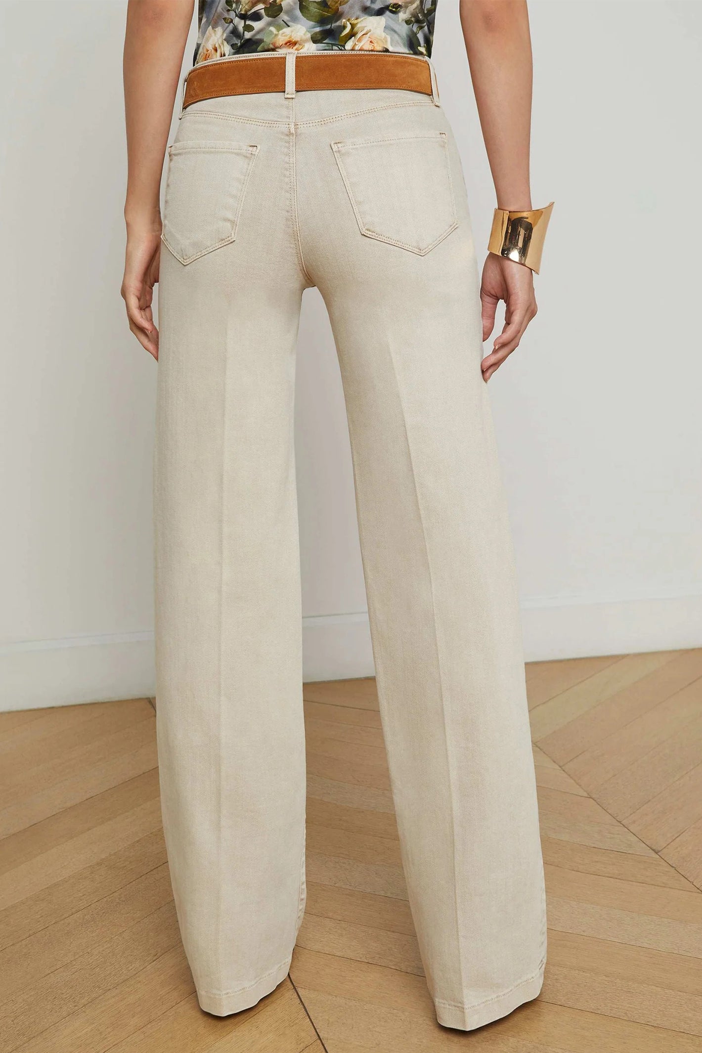 L'Agence Clayton Biscuit Beige Wide Leg Jeans 2790KBO