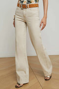 L'Agence Clayton Biscuit Beige Wide Leg Jeans 2790KBO