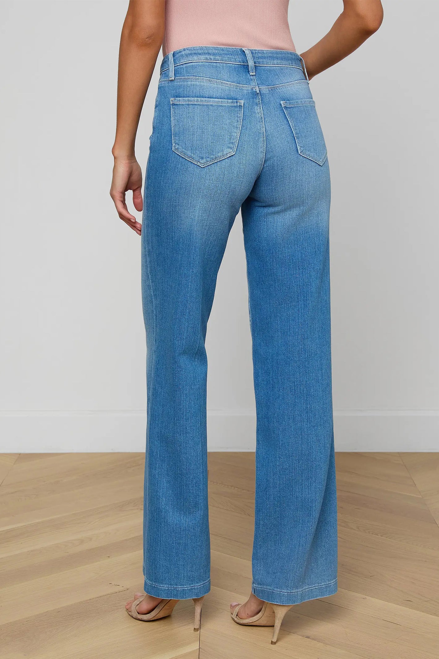 L'Agence Clayton Getty Blue Wide-Leg High Rise Jeans 2790RDM
