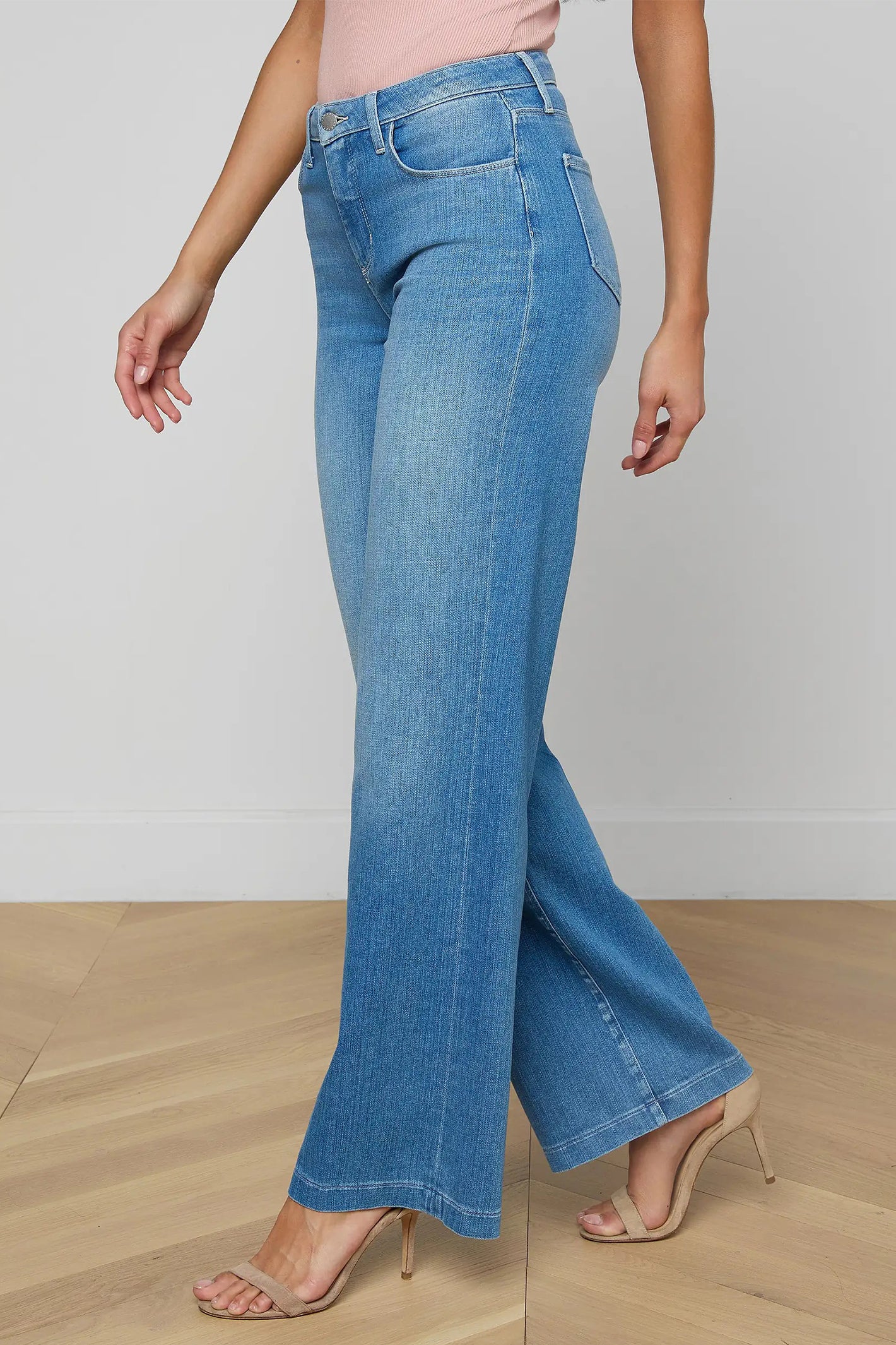 L'Agence Clayton Getty Blue Wide-Leg High Rise Jeans 2790RDM