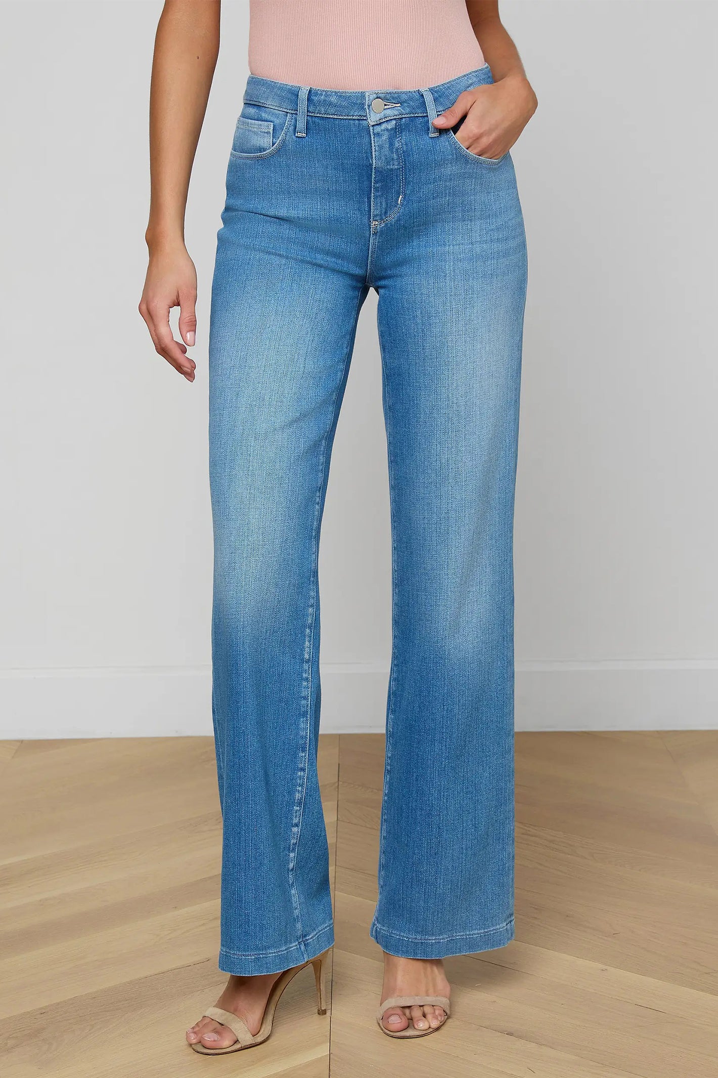 L'Agence Clayton Getty Blue Wide-Leg High Rise Jeans 2790RDM
