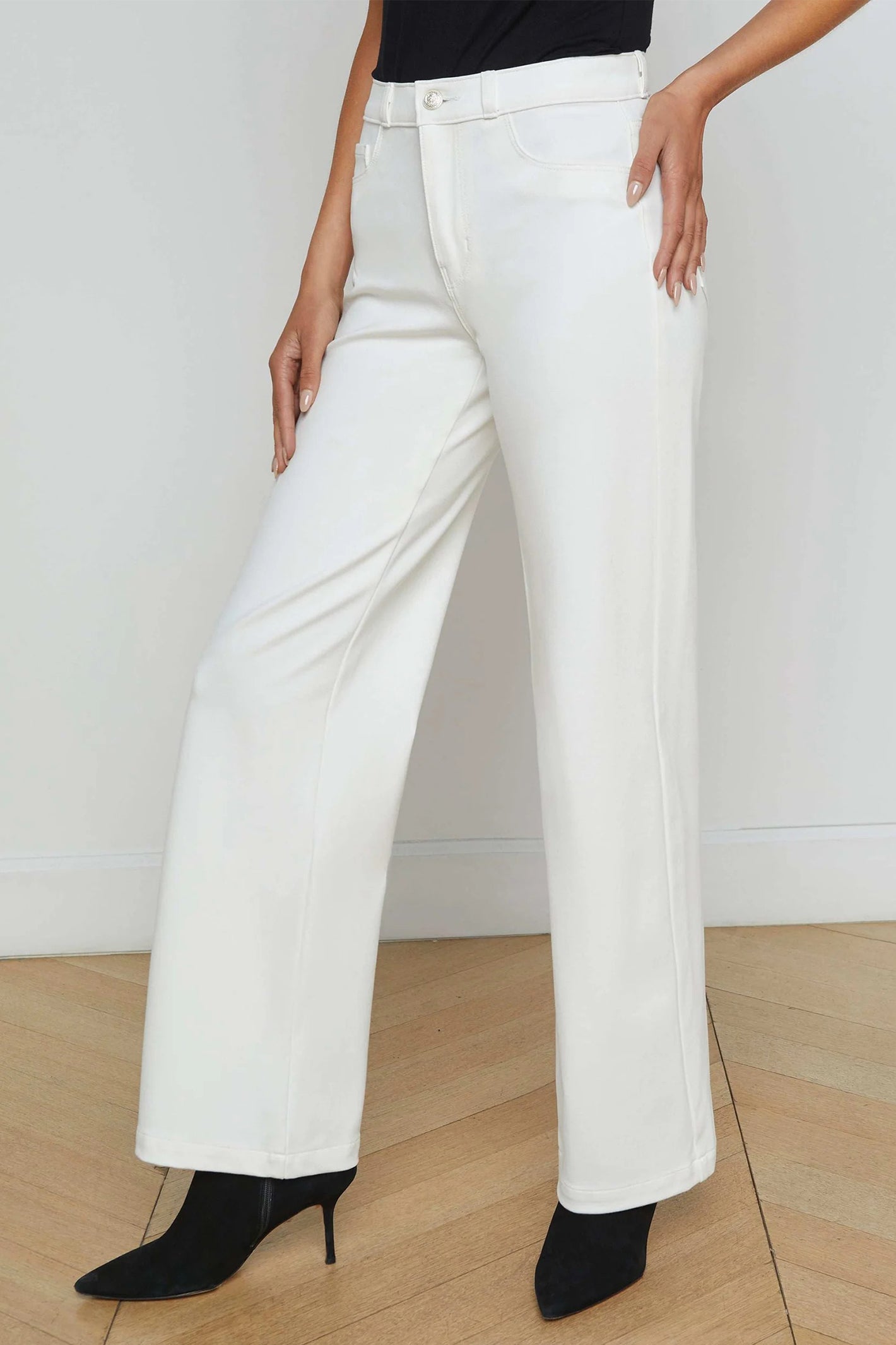 L'Agence Clayton Ivory Wide Leg High Rise Trousers 2790APTV-IVOR