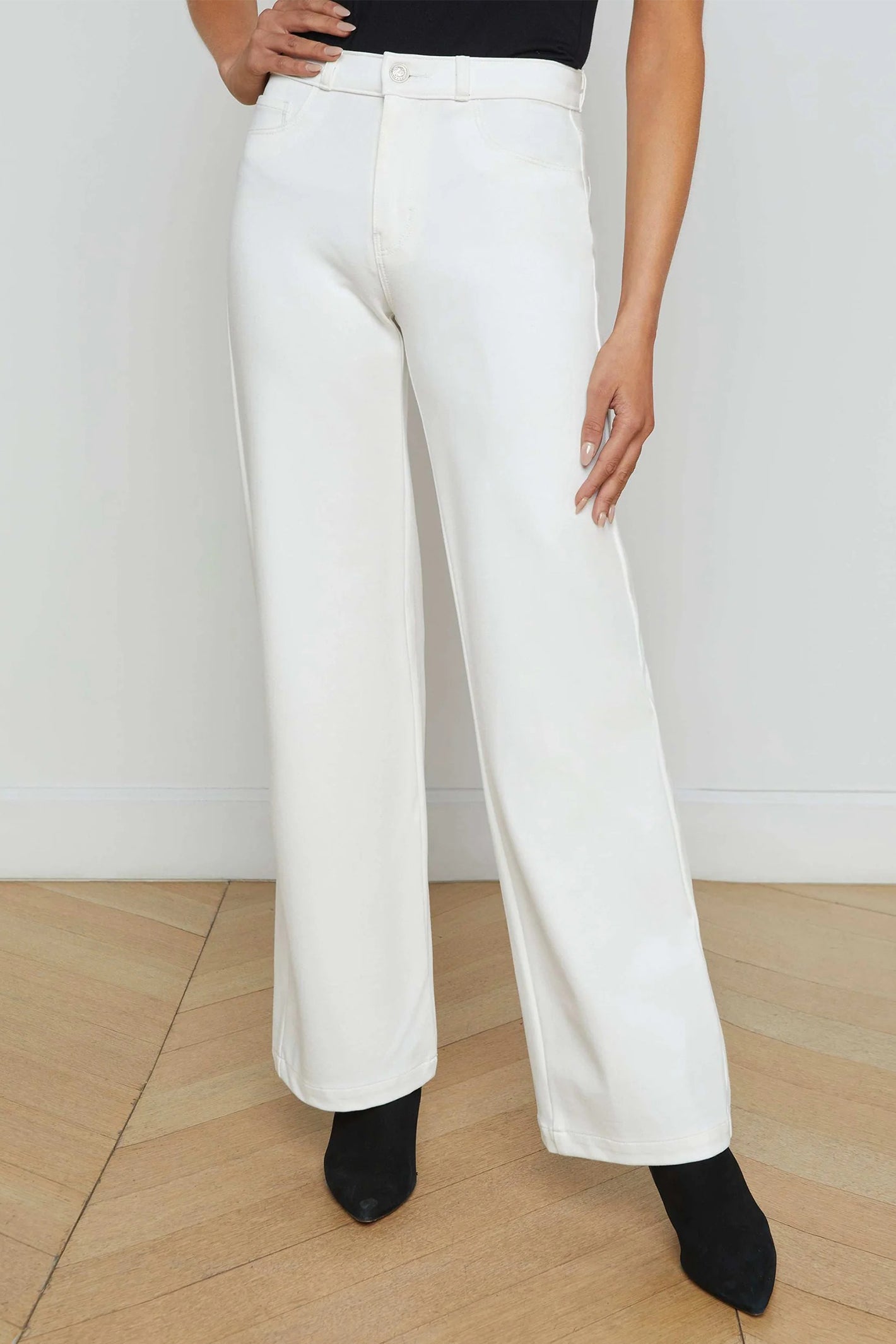L'Agence Clayton Ivory Wide Leg High Rise Trousers 2790APTV-IVOR