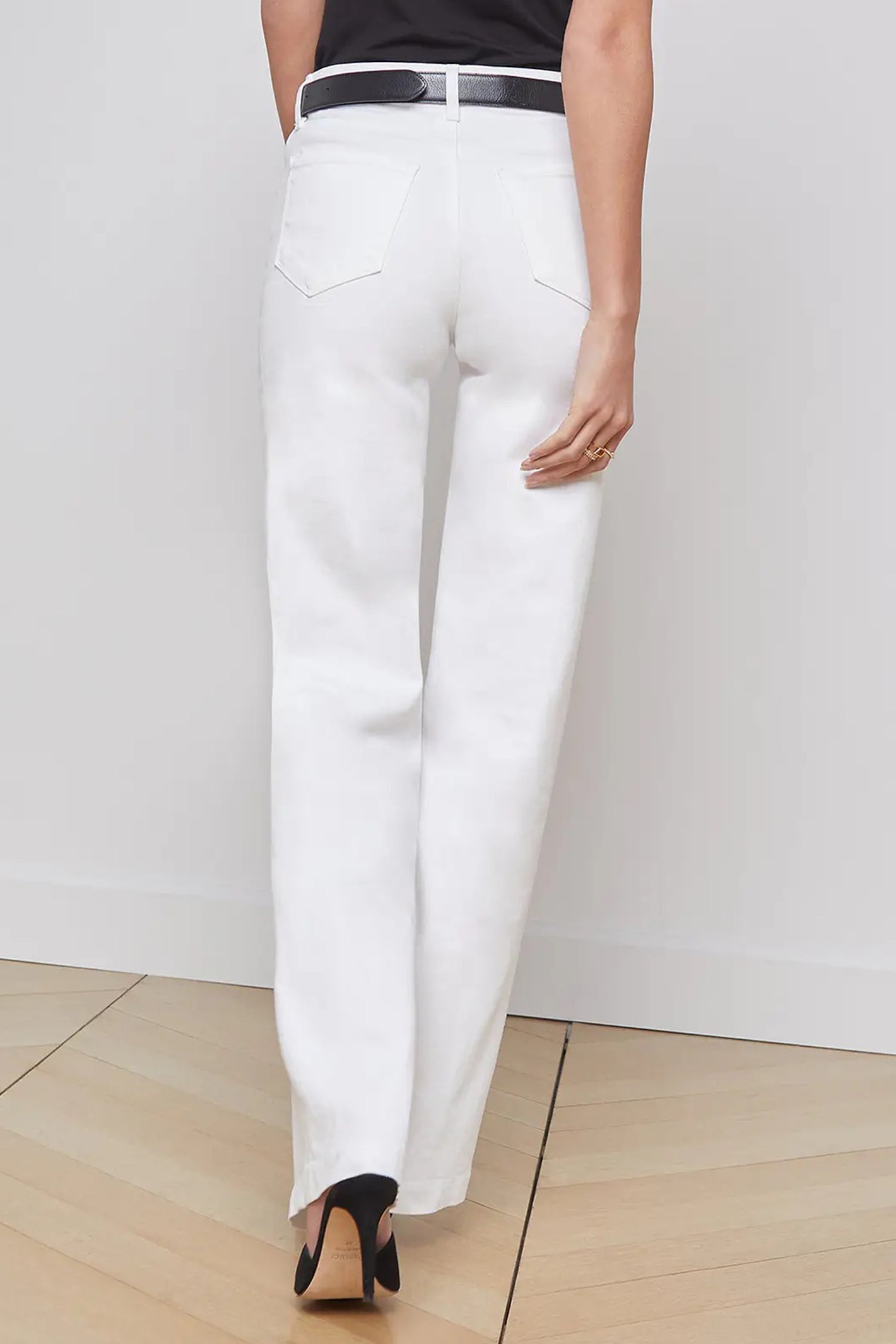 L'Agence Clayton Jeans White Wide Leg High Rise J2790 KBO Blanc