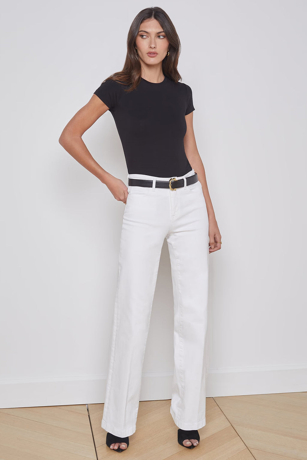 L'Agence Clayton Jeans White Wide Leg High Rise J2790 KBO Blanc