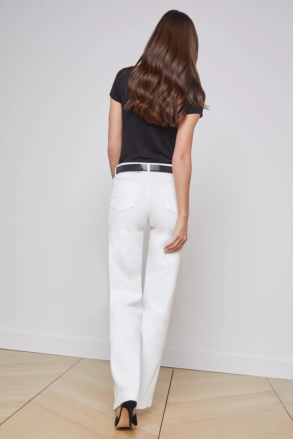 L'Agence Clayton Jeans White Wide Leg High Rise J2790 KBO Blanc