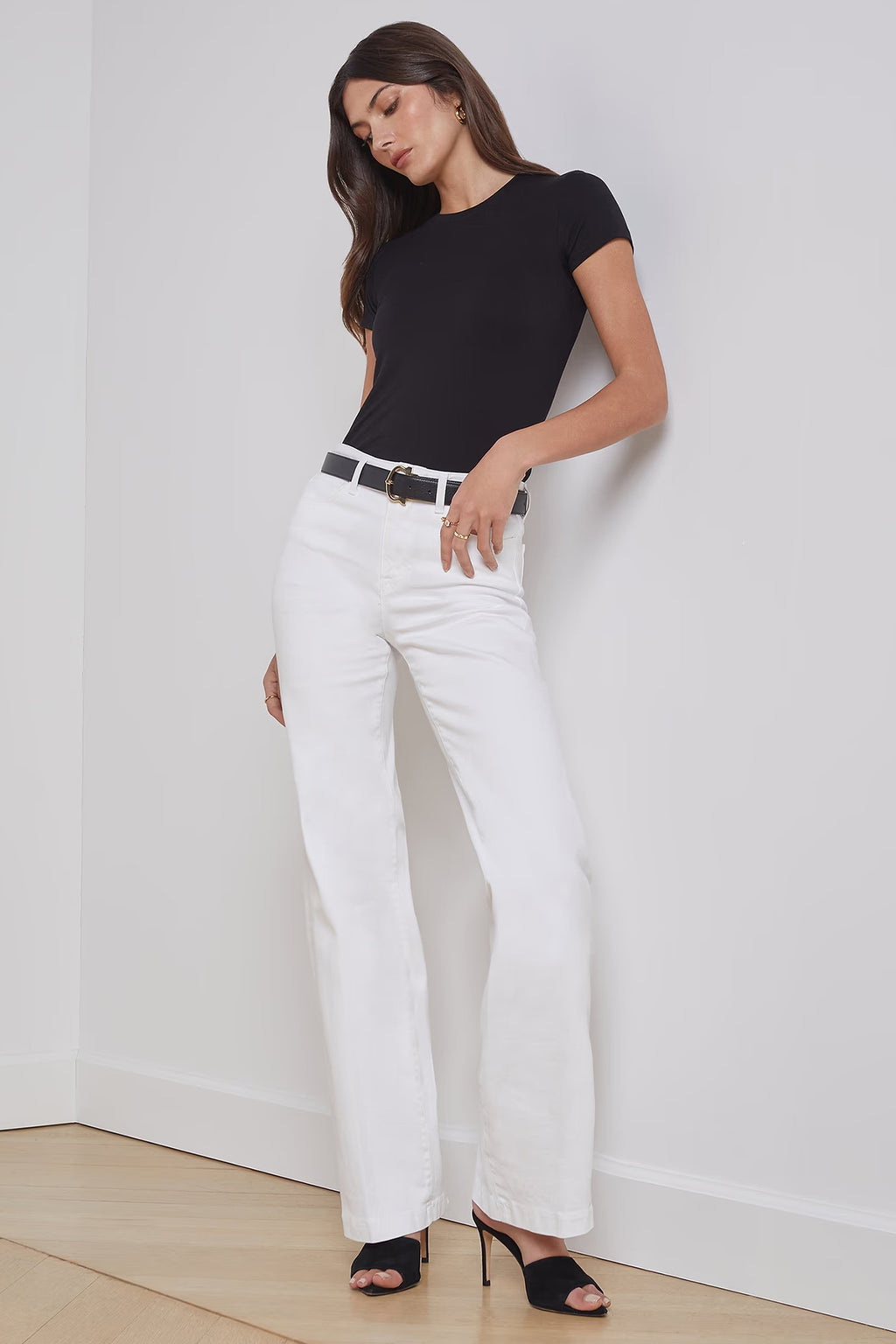 L'Agence Clayton Jeans White Wide Leg High Rise J2790 KBO Blanc
