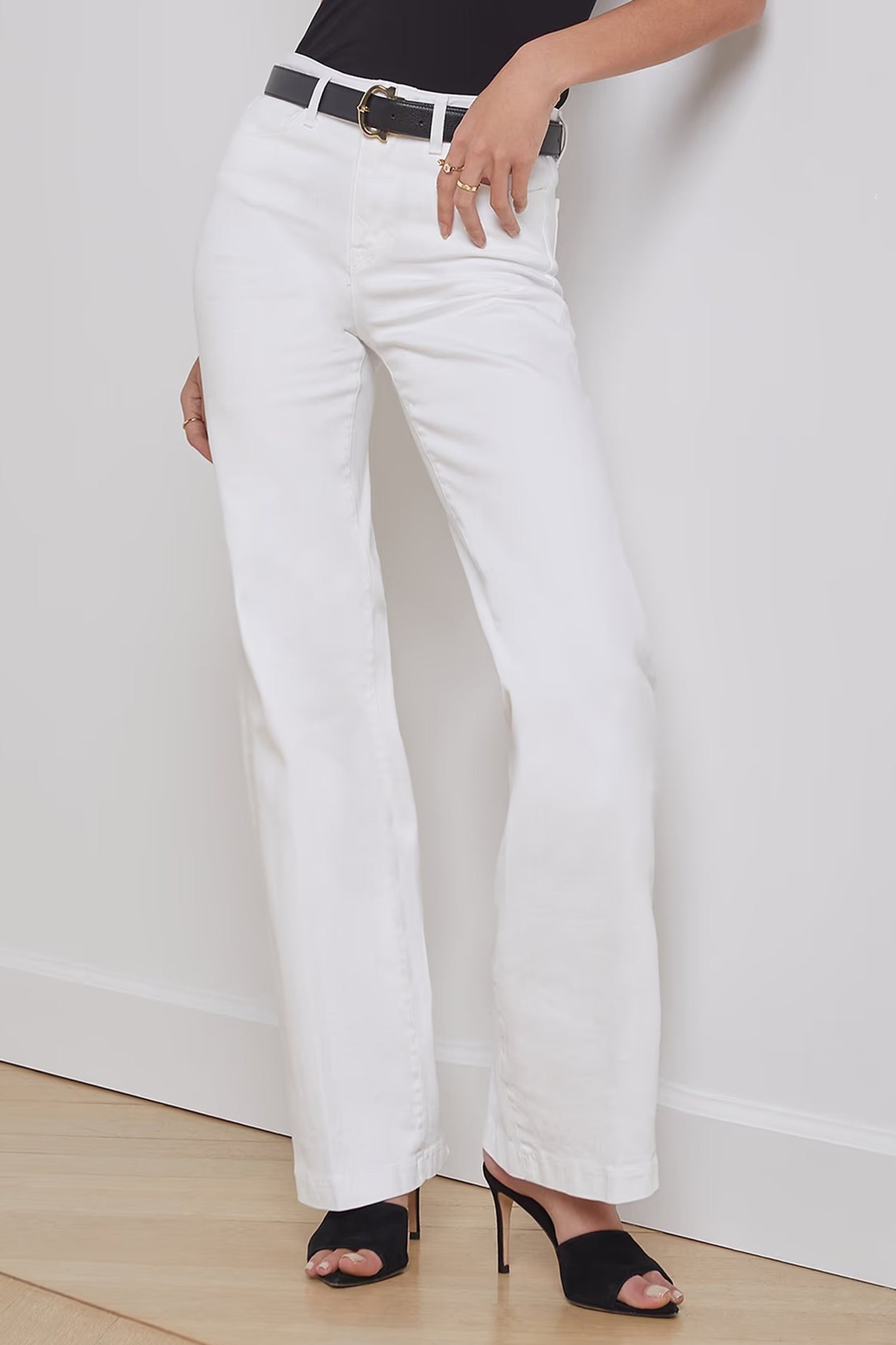 L'Agence Clayton Jeans White Wide Leg High Rise J2790 KBO Blanc