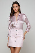L'Agence Dani icy lilac silk blouse, satin sheen, relaxed fit