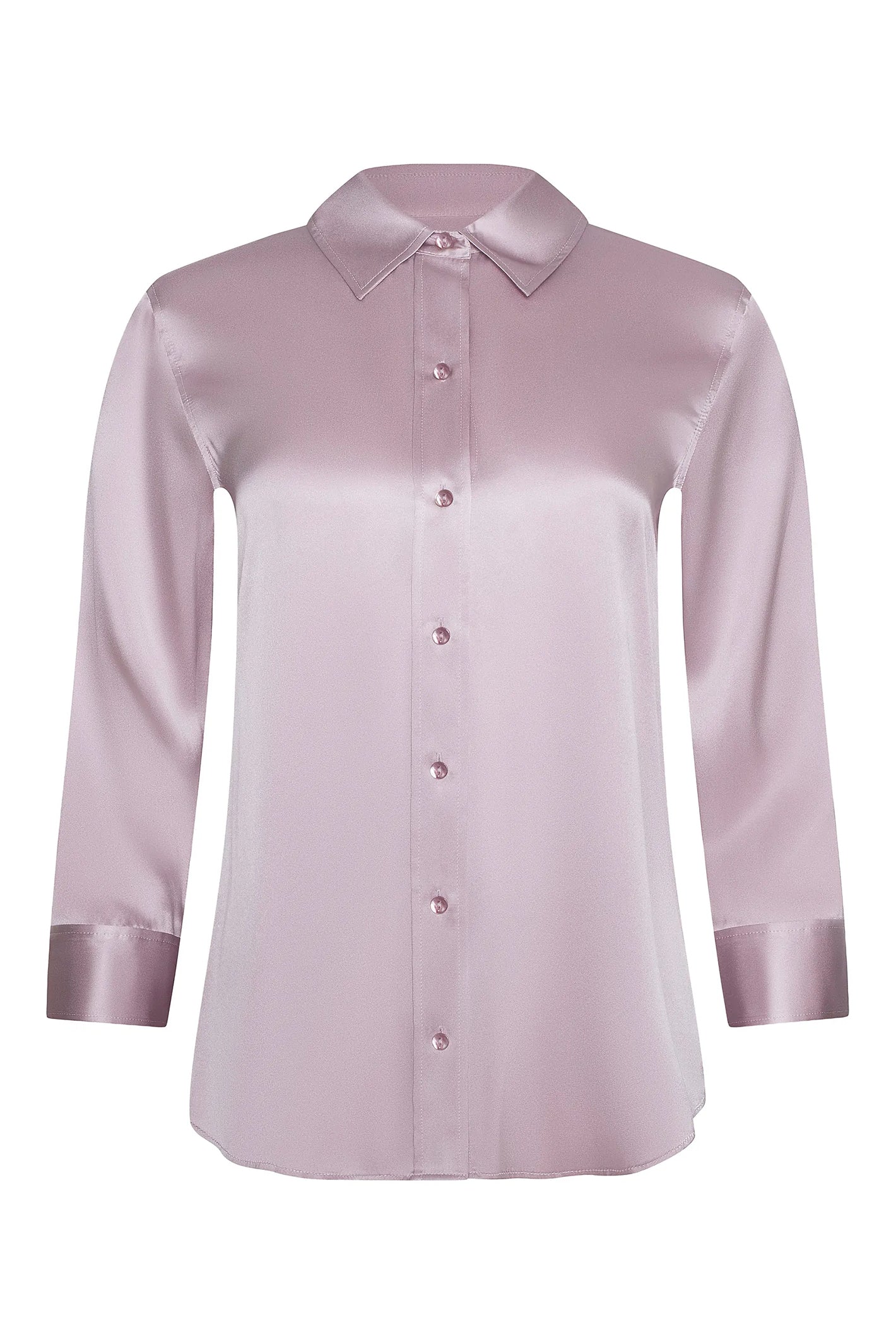 L'Agence Dani icy lilac silk blouse, styled detail