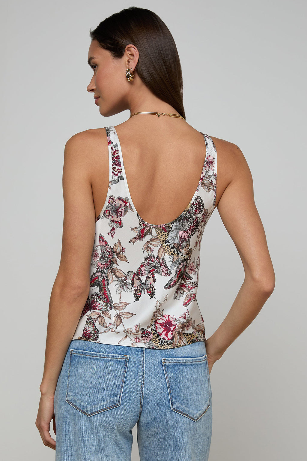 L'Agence Eddie 40828LMJ White Multi Butterfly Jungle Tank Top 0090 BJNL