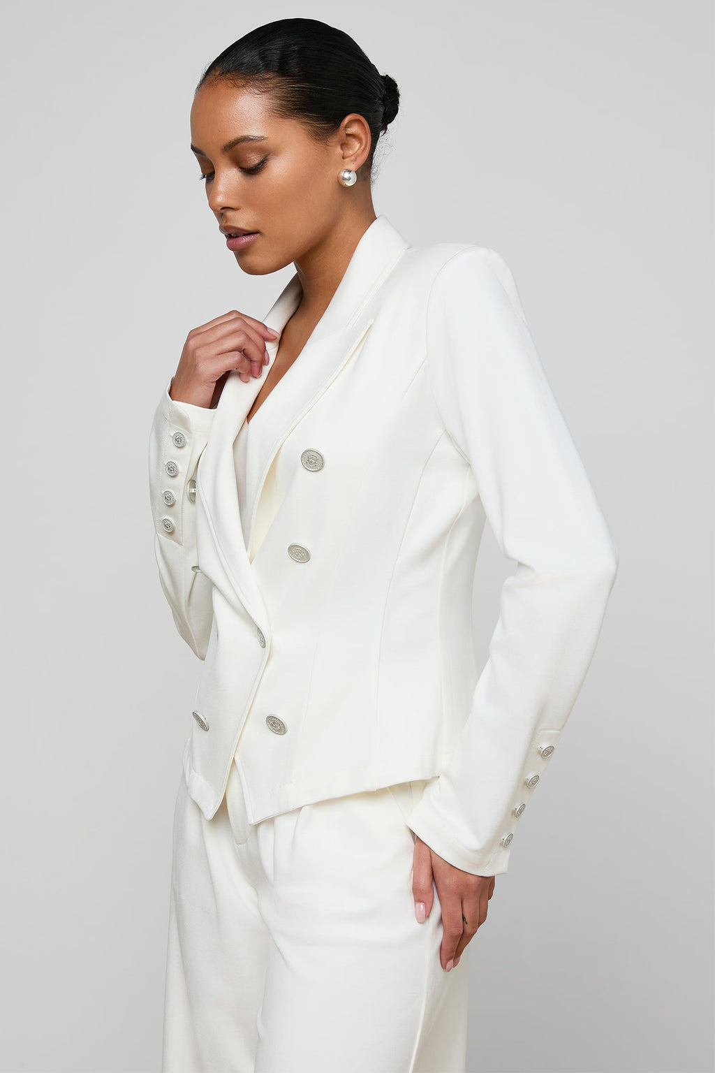 L'Agence Emerson 10059APT Ivory Structured Blazer Jacket 0150 IVOR