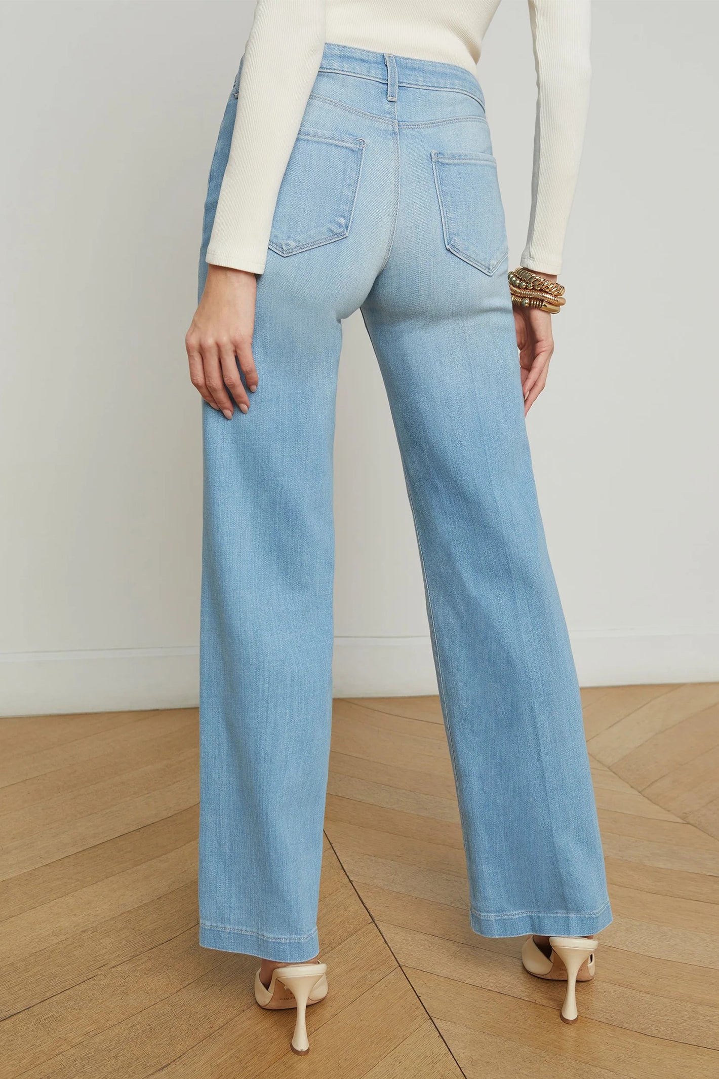 L'Agence Joanne Essex Blue Low Rise Wide Leg Jeans 2923RDM
