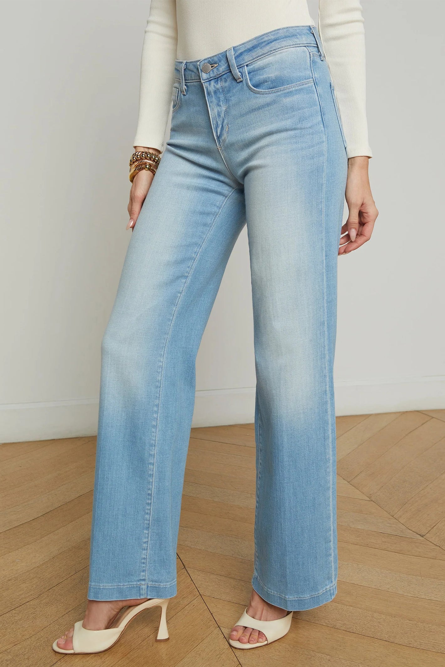 L'Agence Joanne Essex Blue Low Rise Wide Leg Jeans 2923RDM