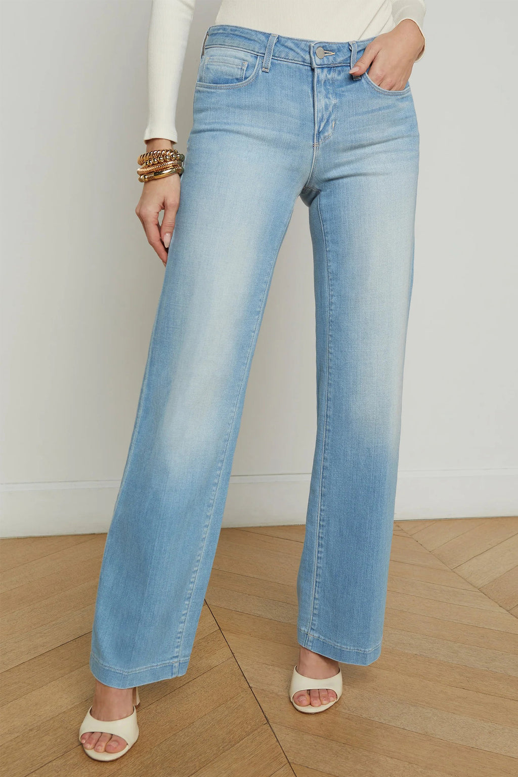 L'Agence Joanne Essex Blue Low Rise Wide Leg Jeans 2923RDM