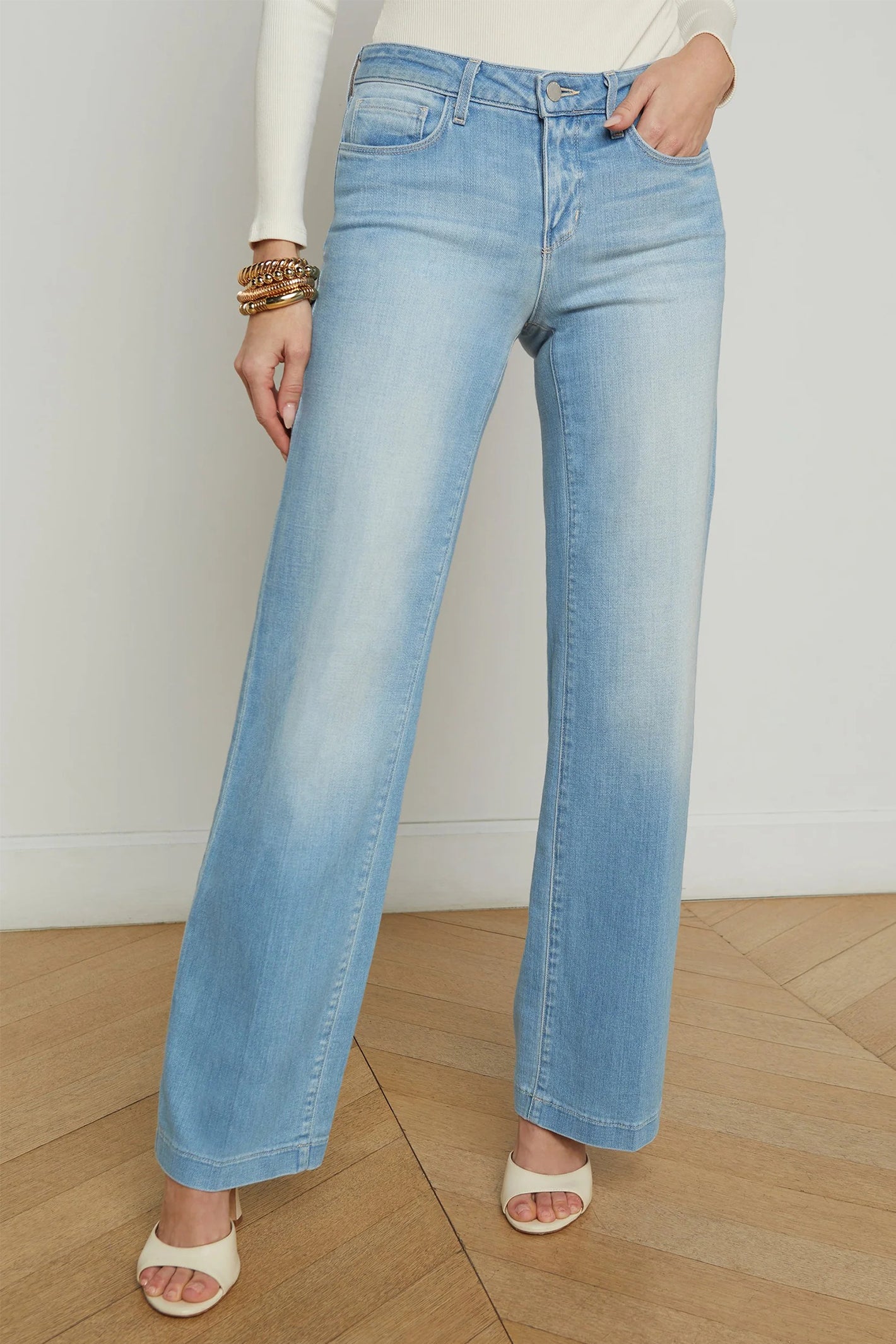 L'Agence Joanne Essex Blue Low Rise Wide Leg Jeans 2923RDM