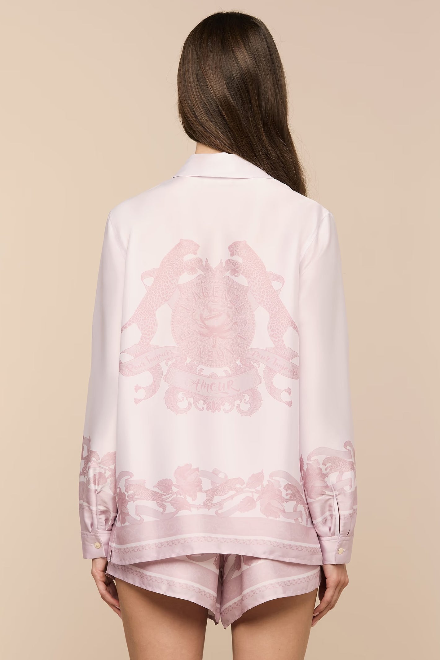 L'Agence 40874GXG mauve leopard scarf print blouse at No19 Boutique