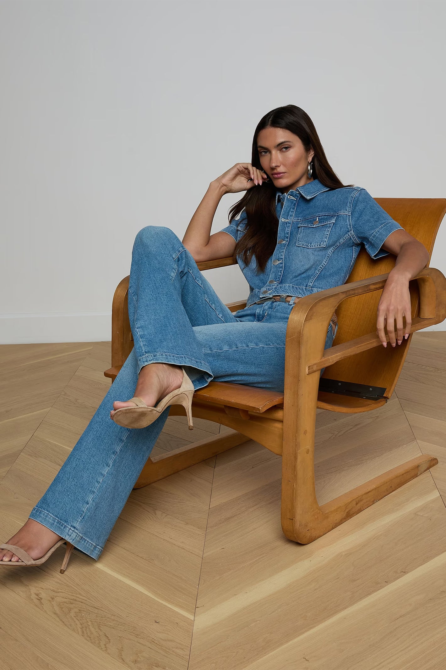 L'Agence Kirstie Calabasas blue short sleeve crop denim jacket at No.19 Boutique