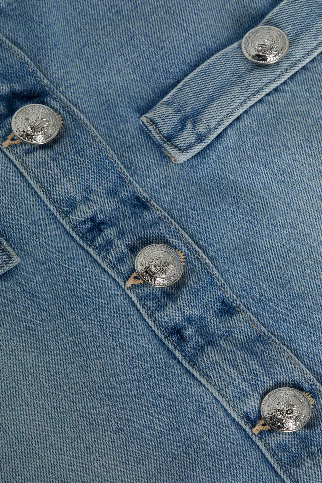 L'Agence Kris Fontana Blue Button front Denim Mini Skirt 3429YRO